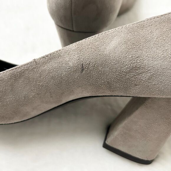 NEW Stuart Weitzman Mary Mid Heel Pump Tan Suede Block Heel Size 9.5 M - Picture 5 of 9